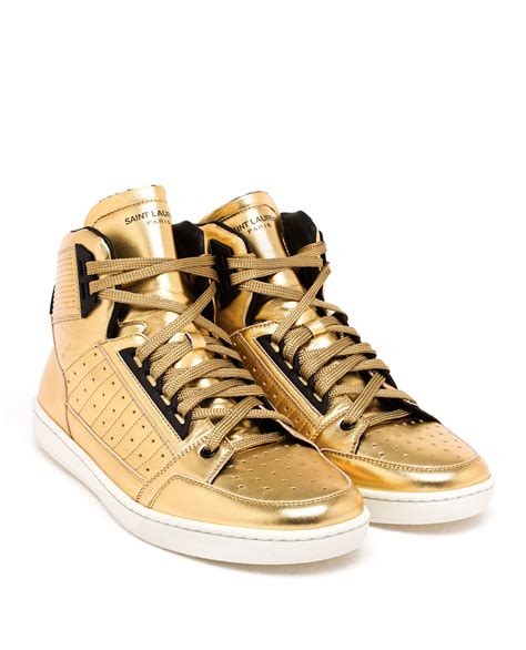 mens hightop ysl sneakers with chain|ysl shoes.